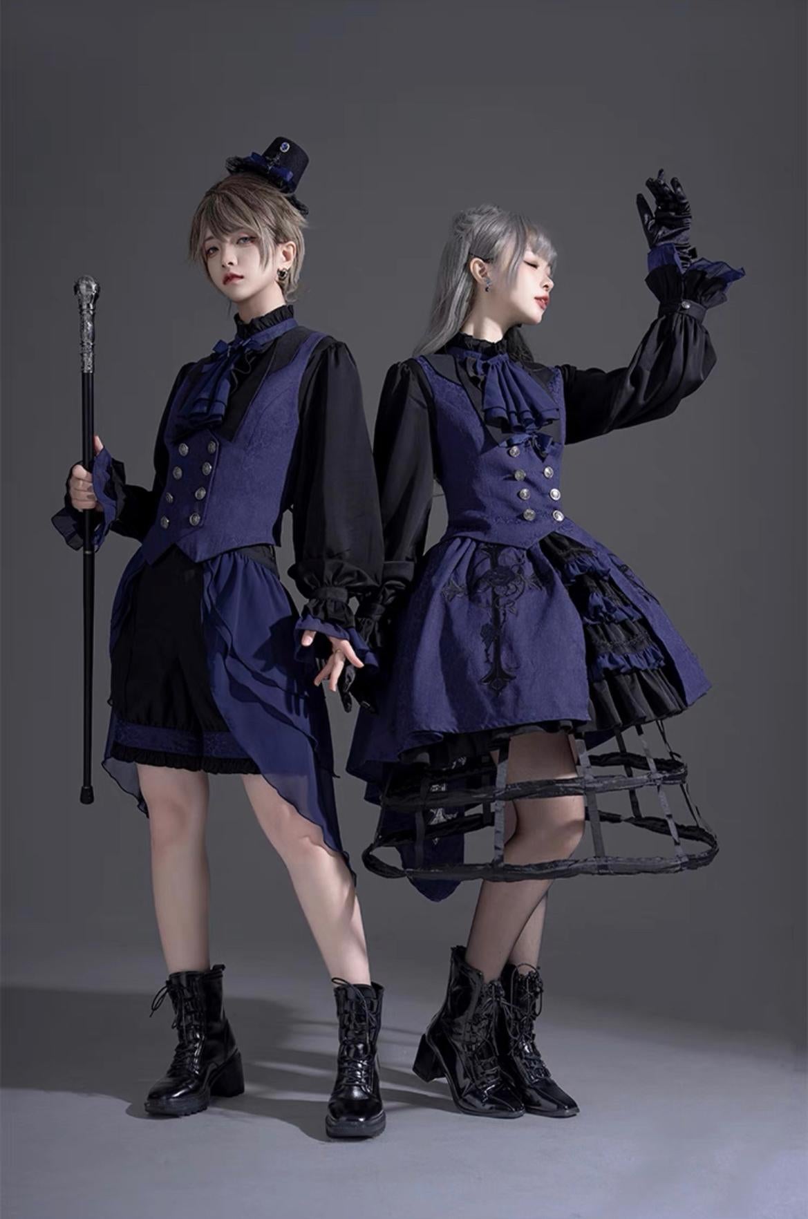 CastleToo~Evil Twins~Ouji Lolita Dress Lolita Vest Shirt Shorts Skirt Set