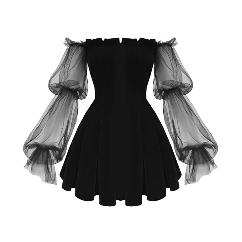 Sloan Rider Robe Robe de bal mini en velours gothique à épaules dénudées